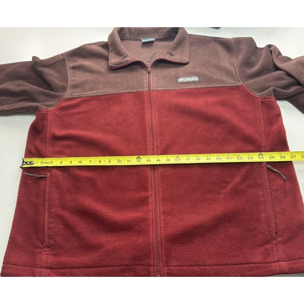 Men's Columbia Red Brown Super Soft Fleece Full Zip Jacket Size XXL